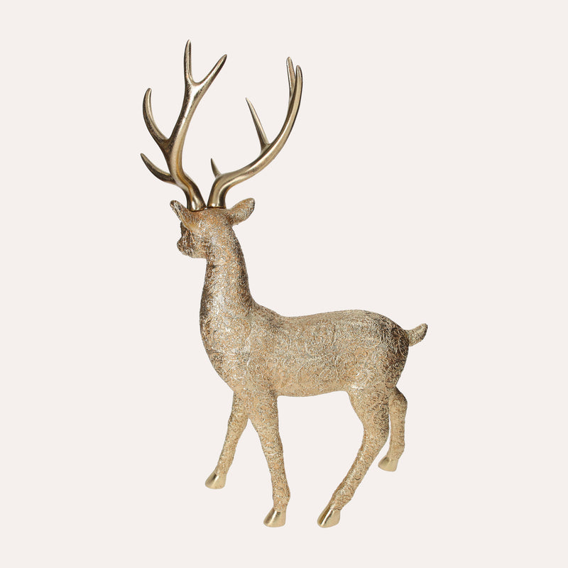 Statua di Cervo Dorato, Soprammobile Elegante per Decorazioni Natalizie