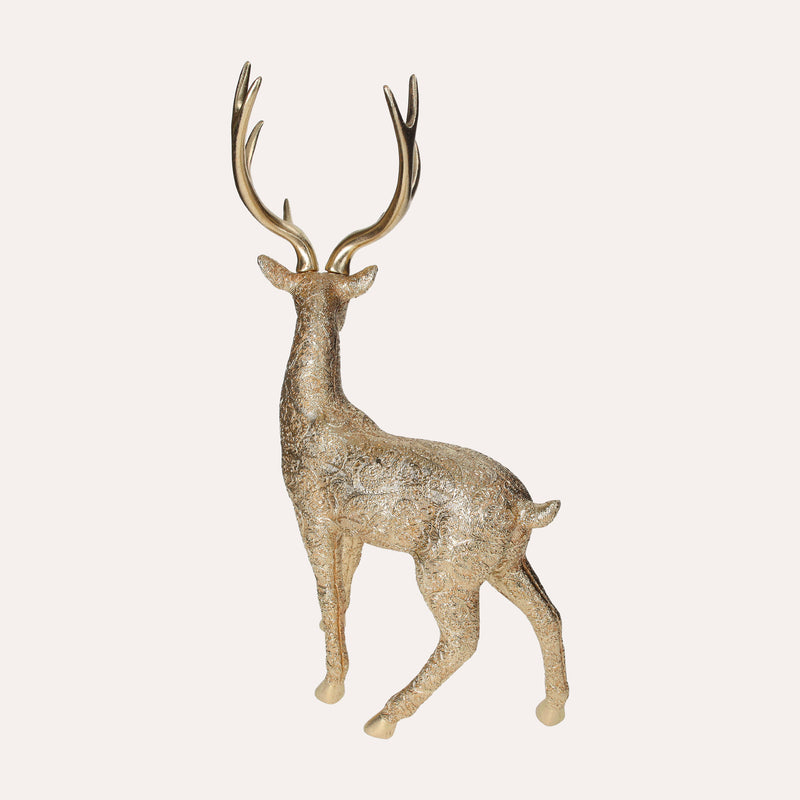 Statua di Cervo Dorato, Soprammobile Elegante per Decorazioni Natalizie