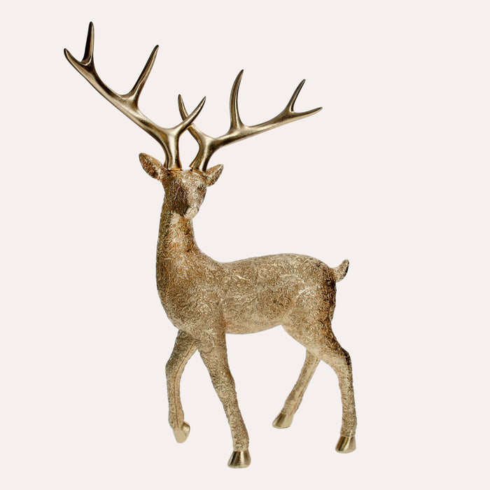 Cervo Decorativo in Resina Dorata per Aggiungere Classe al Natale