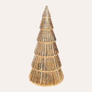 Alberello a LED in Vetro Oro per Centrotavola Natalizio