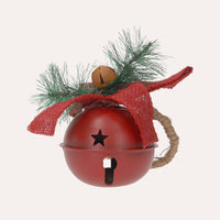 Pallina di Natale Rossa in Metallo con Sonaglio e Rametto
