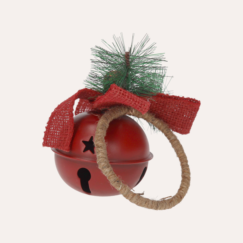 Pallina di Natale Rossa in Metallo con Sonaglio e Rametto
