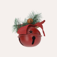 Pallina di Natale Rossa in Metallo con Sonaglio e Rametto