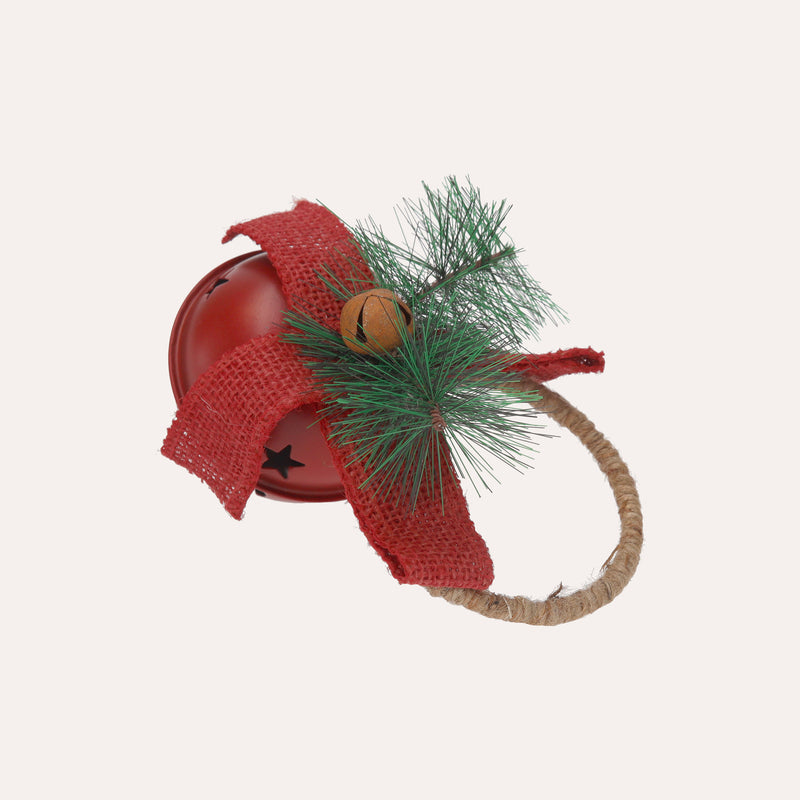 Pallina di Natale Rossa in Metallo con Sonaglio e Rametto