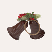 Coppia di Campanelle Natalizie in Metallo per Decorazioni Festive