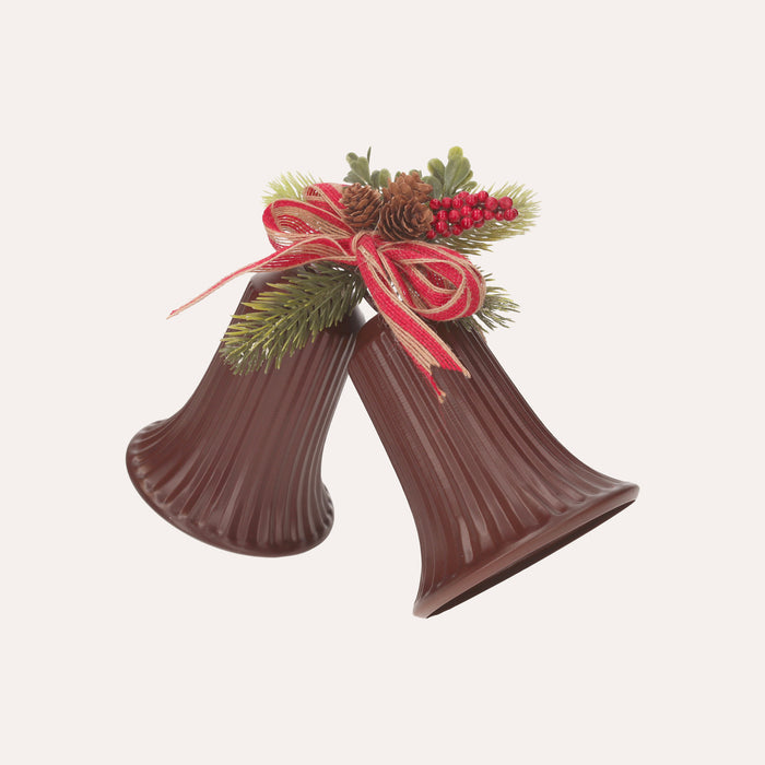 Coppia di Campanelle Natalizie in Metallo per Decorazioni Festive