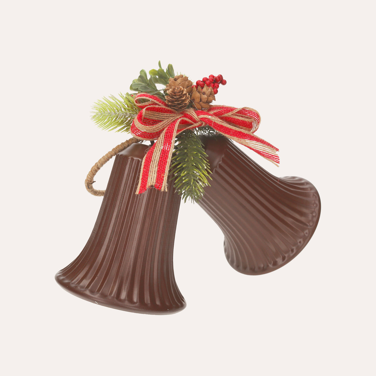 Coppia di Campanelle Natalizie in Metallo per Decorazioni Festive