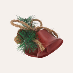 Pair of Red Christmas Bells with Rattle and Pine