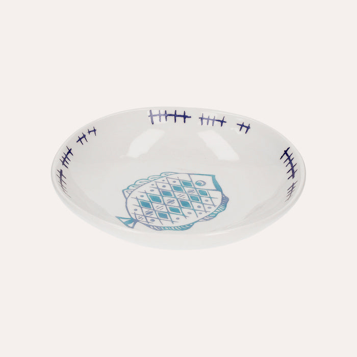 Servizio di Piatti in Ceramica Decorati con Pesci