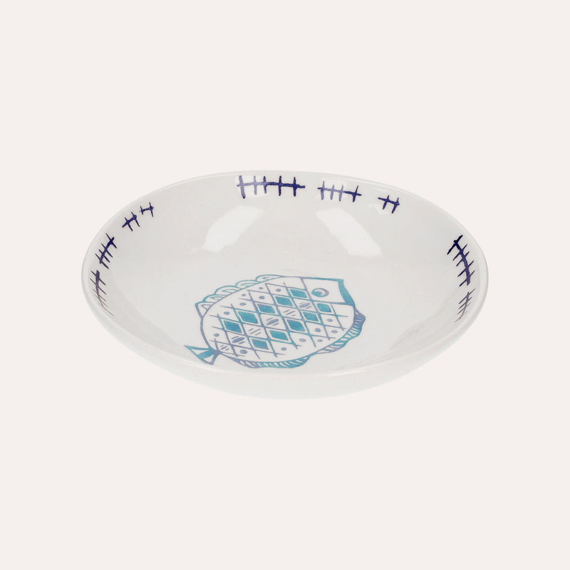 Servizio di Piatti in Ceramica Decorati con Pesci