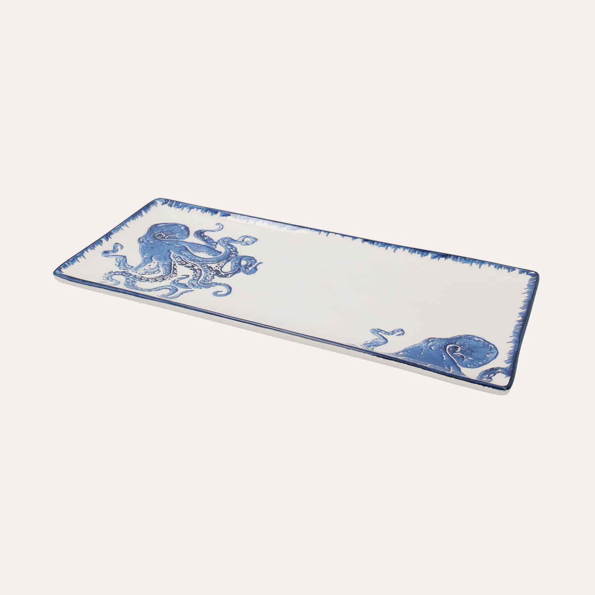 Vassoio Rettangolare in Ceramica con Granchi Blu