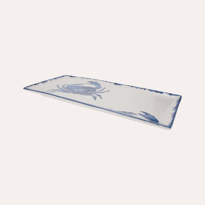 Vassoio Rettangolare in Ceramica con Granchi Blu