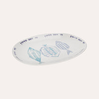 Vassoio Ovale in Ceramica con Decorazioni Marine
