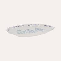 Vassoio Ovale in Ceramica con Decorazioni Marine