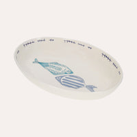 Vasca Ovale in Ceramica con Decorazioni marine di pesci
