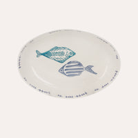 Vasca Ovale in Ceramica con Decorazioni marine di pesci