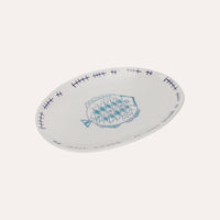 Vassoio Ovale in Ceramica con Pesce Rombo