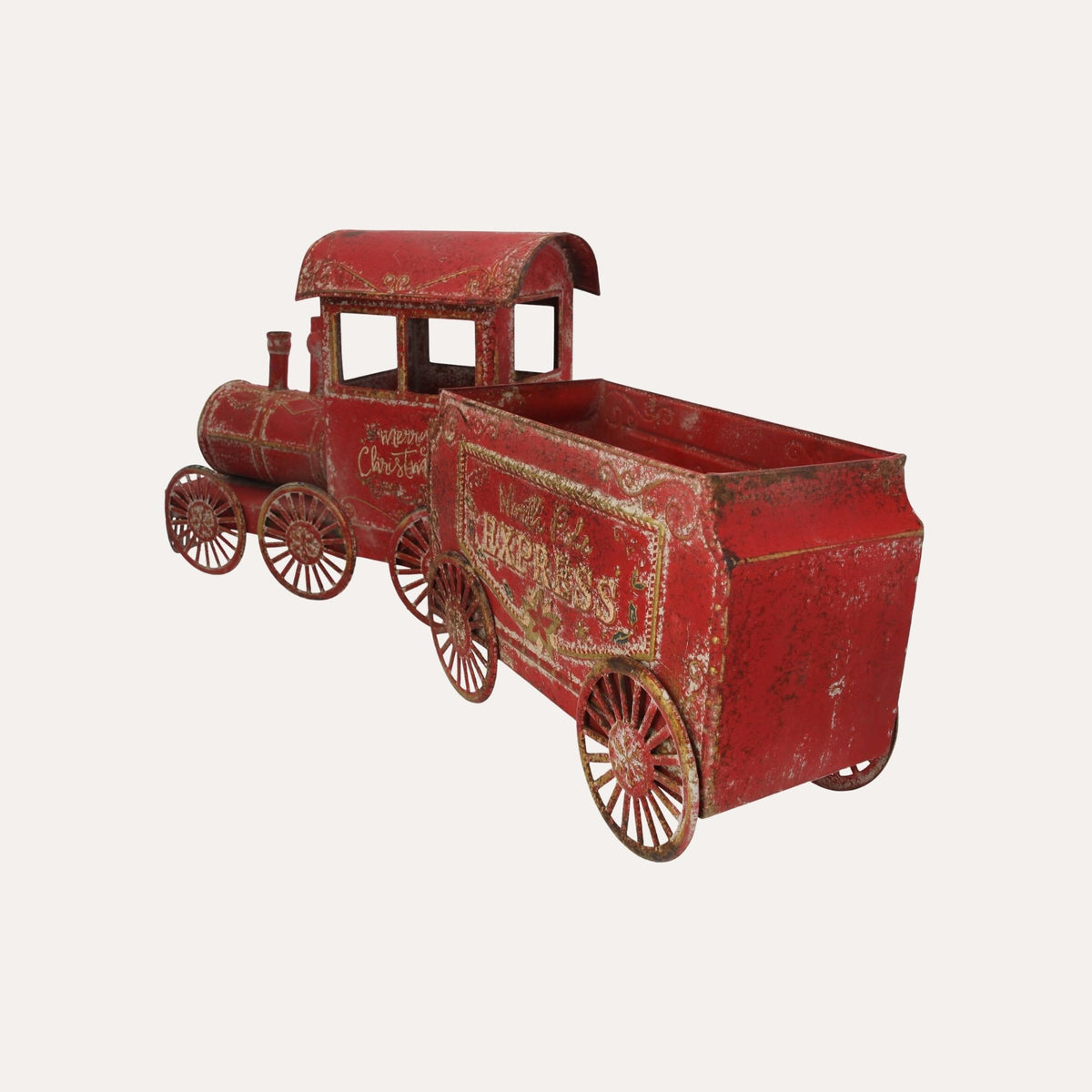 Trem de Natal com Carrinho de Lata Vermelho Alt.68x28 cm - KeyHome Store