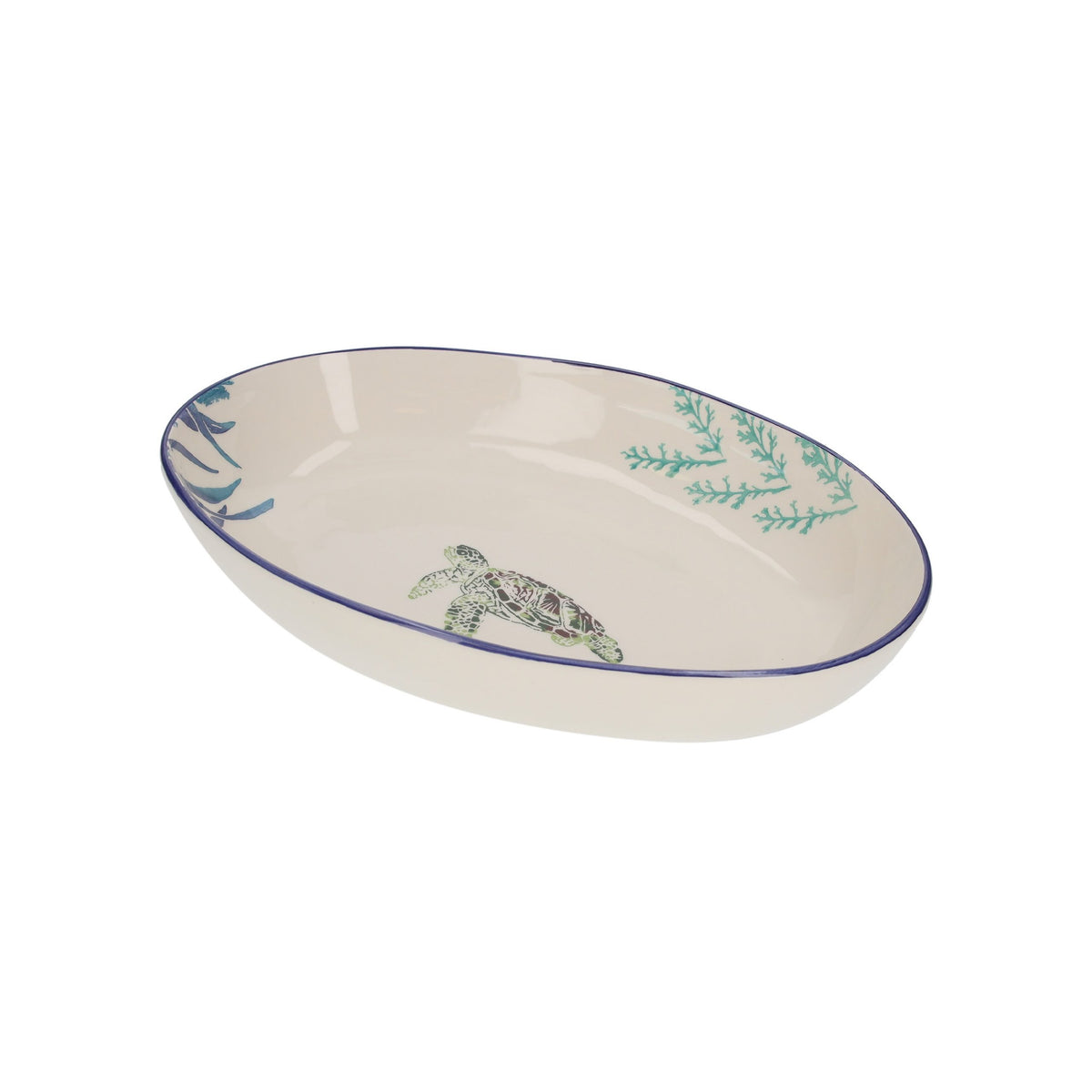Vasca Ovale in Ceramica con Tartarughe per Insalate