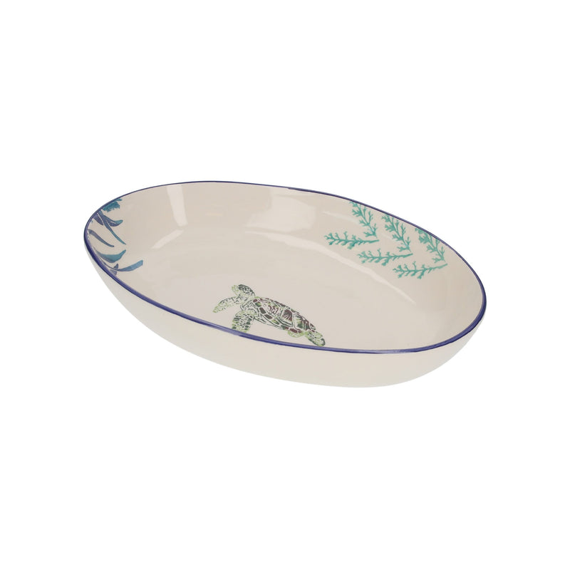 Vasca Ovale in Ceramica con Tartarughe per Insalate