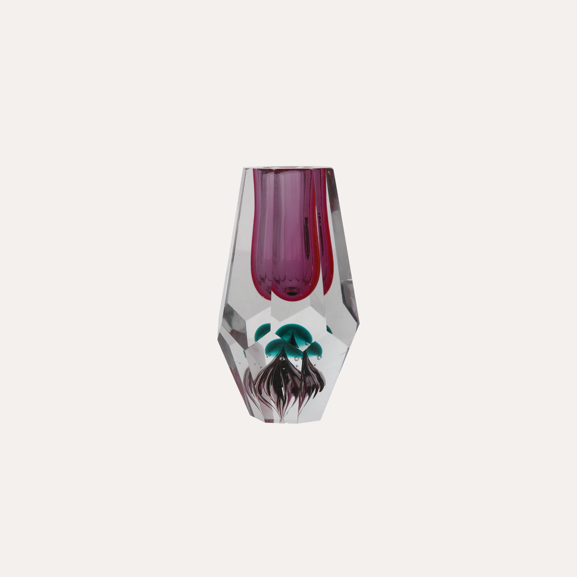 Vaso Diamante in Vetro sfondo Fucsia Altezza cm 19