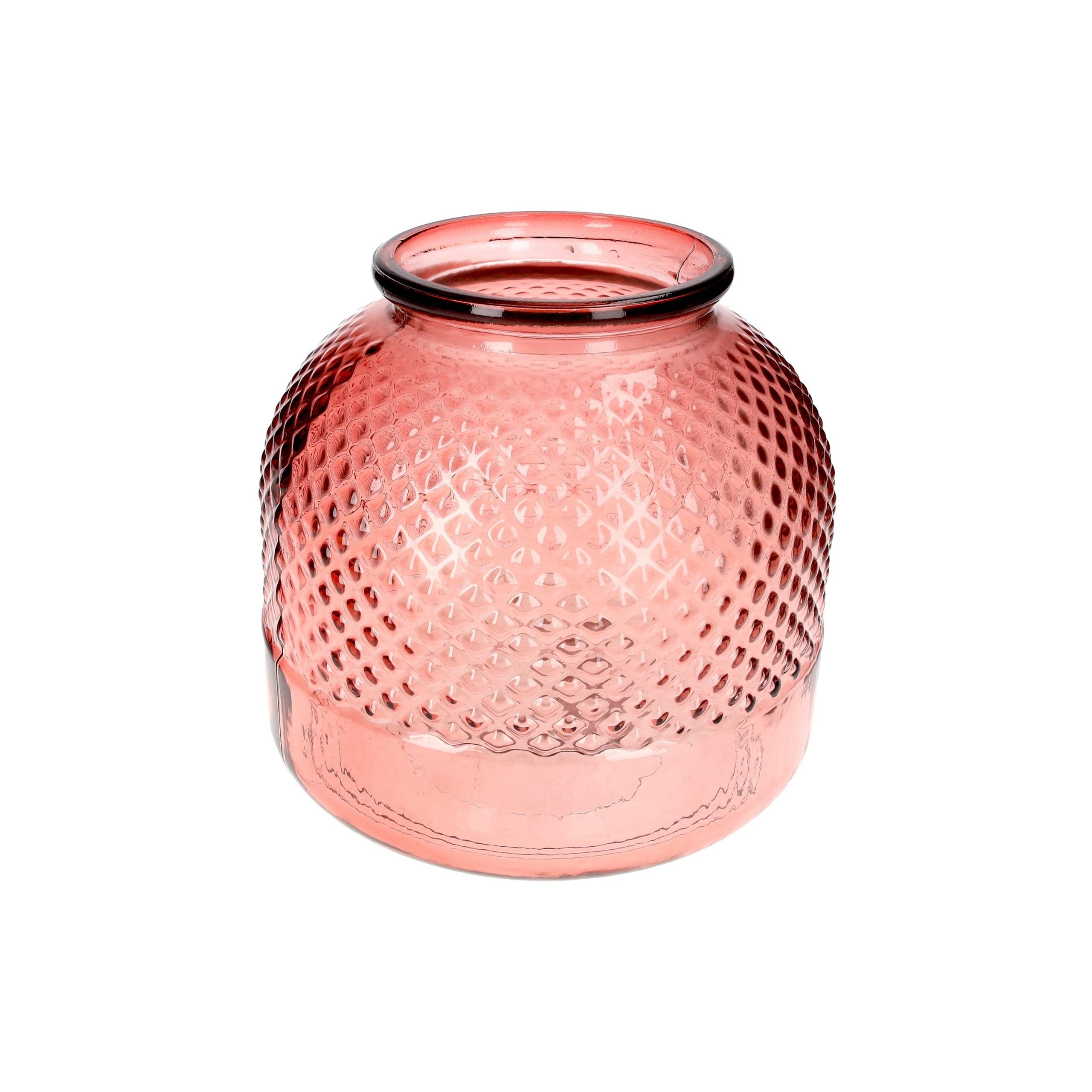 Vaso Decorativo Diamanti in Vetro Rosa di Riciclo