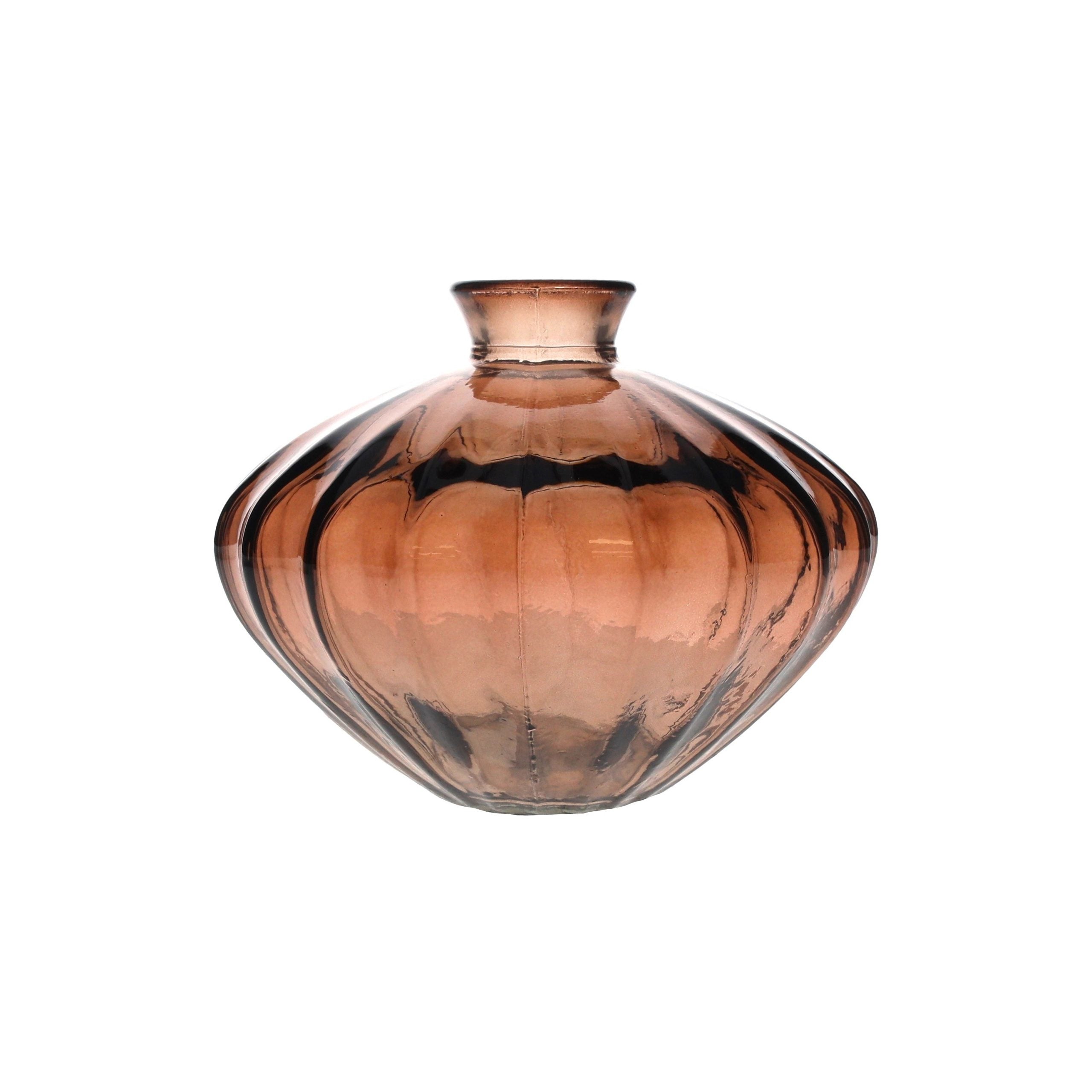 Oval Bottle in Recycled Amber Glass