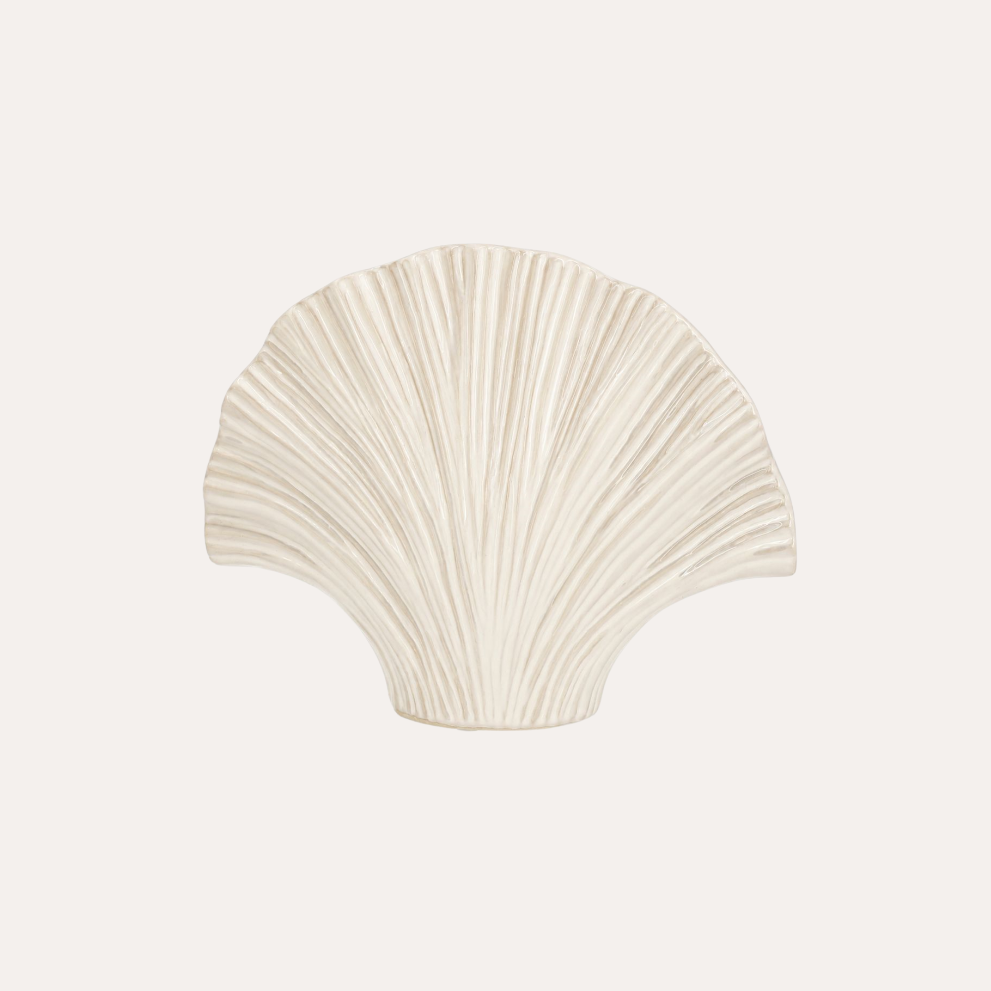 Vaso Conchiglia Piccolo in Ceramica Bianco Madreperlato H.19x26x8 cm