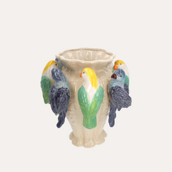 Vaso decorativo con pappagalli in ceramica H 36 D 35