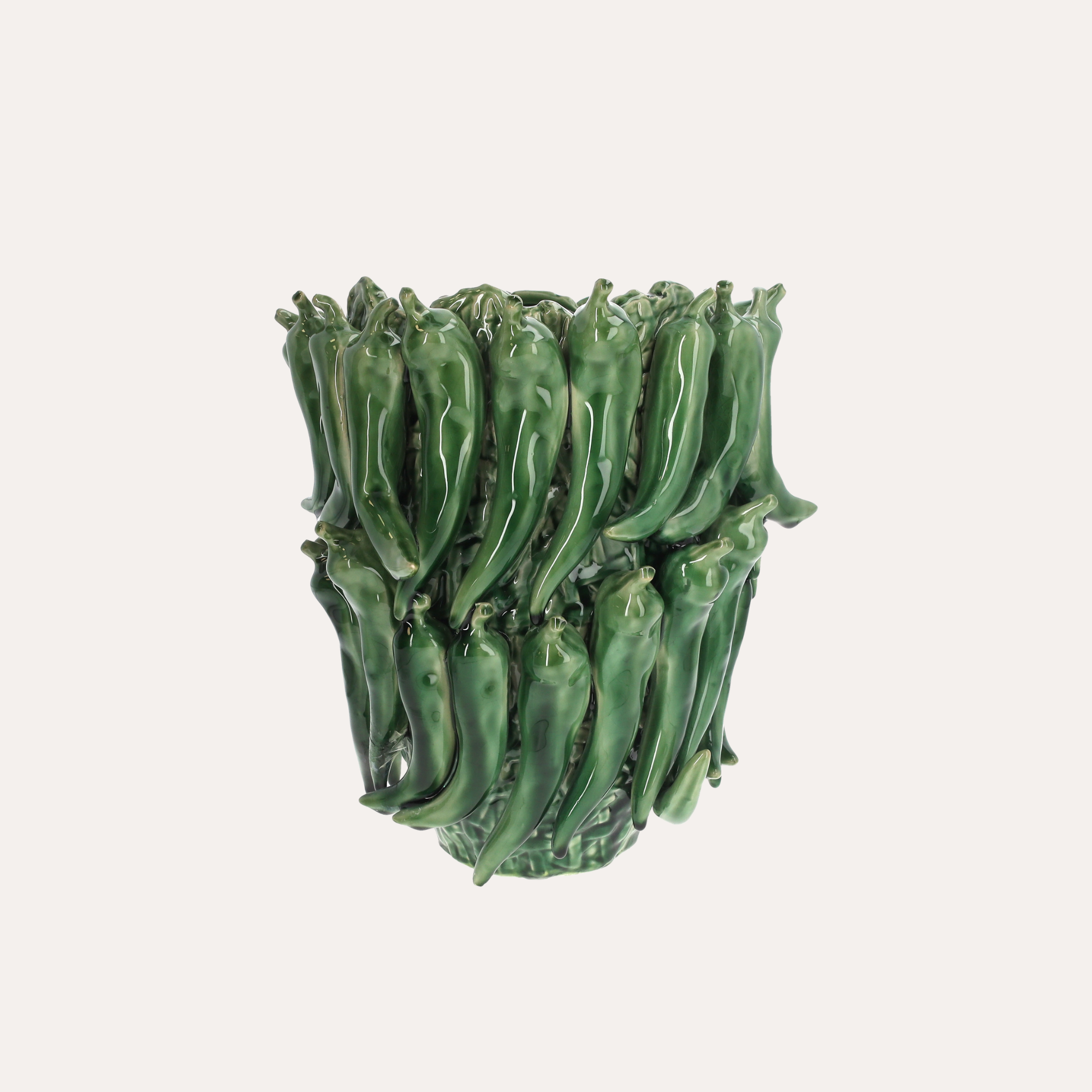 Vaso peperoncini in ceramica verde lucida H.31 D.28 cm