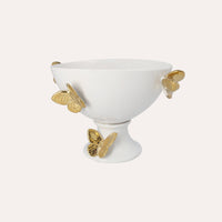 Alzata in Ceramica Bianca con Farfalle – H 20 x D 34 cm