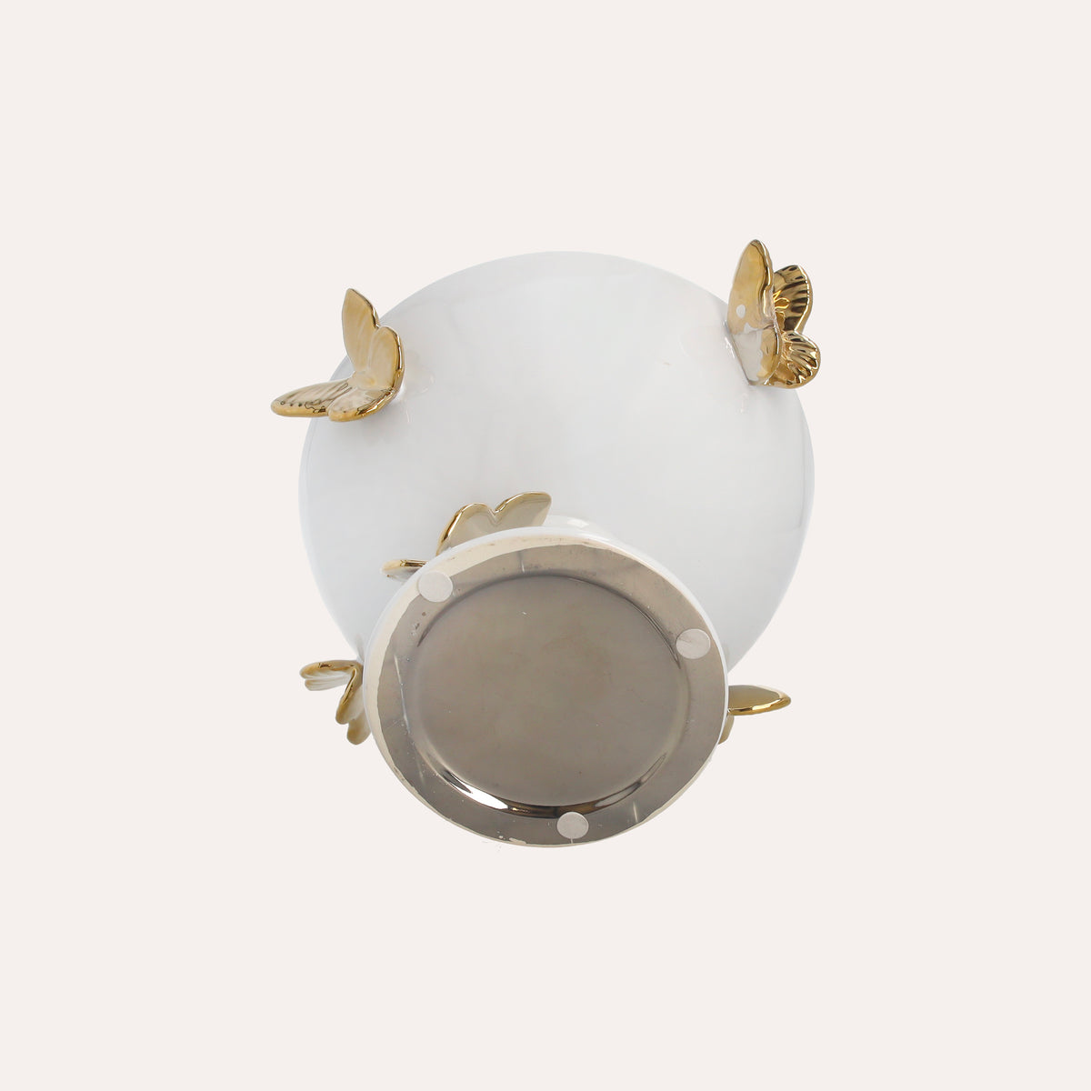 Alzata in Ceramica Bianca con Farfalle – H 20 x D 34 cm