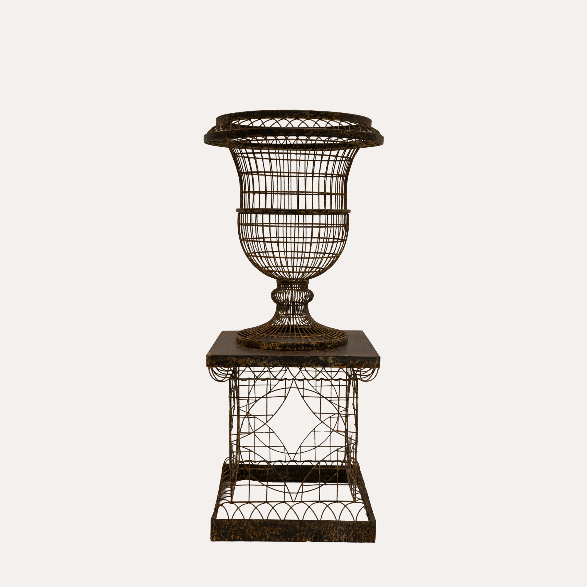Vaso con Base Rialzata Marrone Ruggine H.92 cm