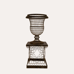 Vaso con Base Rialzata Marrone Ruggine H.92 cm