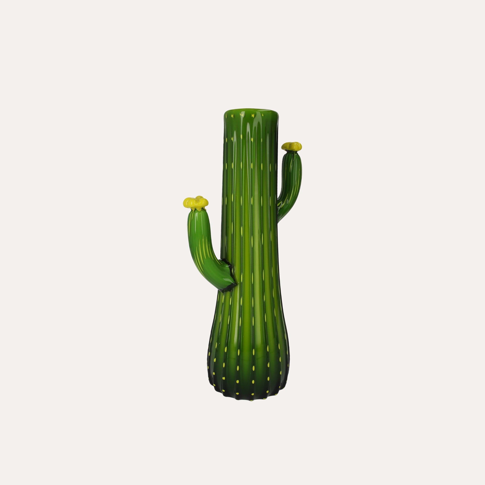 Cactus Decorativo in Vetro con Interno Giallo Altezza cm 37