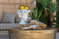 Vaso Testa in Ceramica Artigianale Bianco con Limoni – Arredo Casa e Giardin0