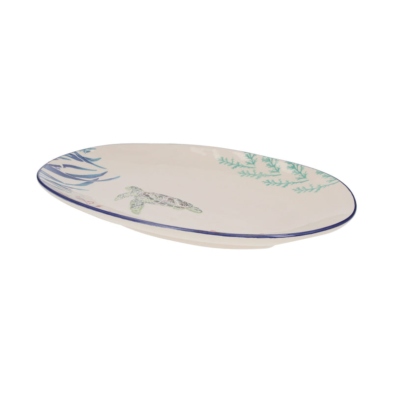 Vassoio Ovale in Ceramica con Decorazioni a Tartaruga