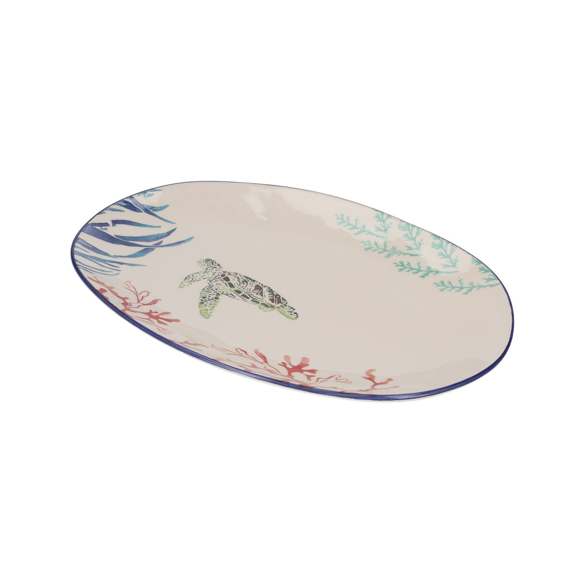 Vassoio Ovale in Ceramica con Decorazioni a Tartaruga