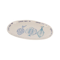 Vassoio Ovale in Ceramica con Decorazioni Marine