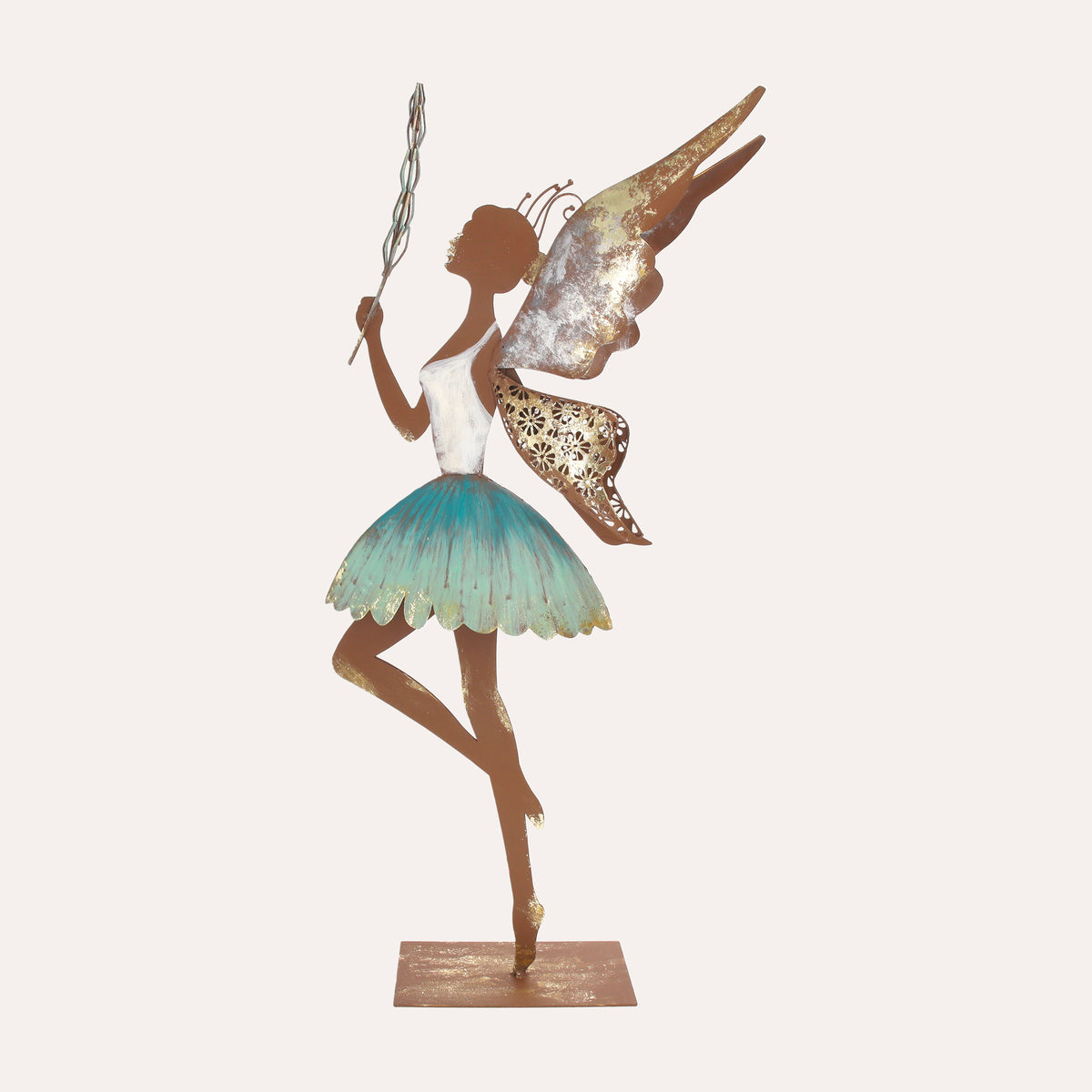 Fata con Bacchetta in Ferro Corten Marrone Ruggine (66x30x10 cm)