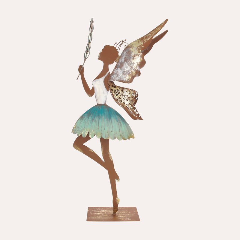 Fata con Bacchetta in Ferro Corten Marrone Ruggine (66x30x10 cm)