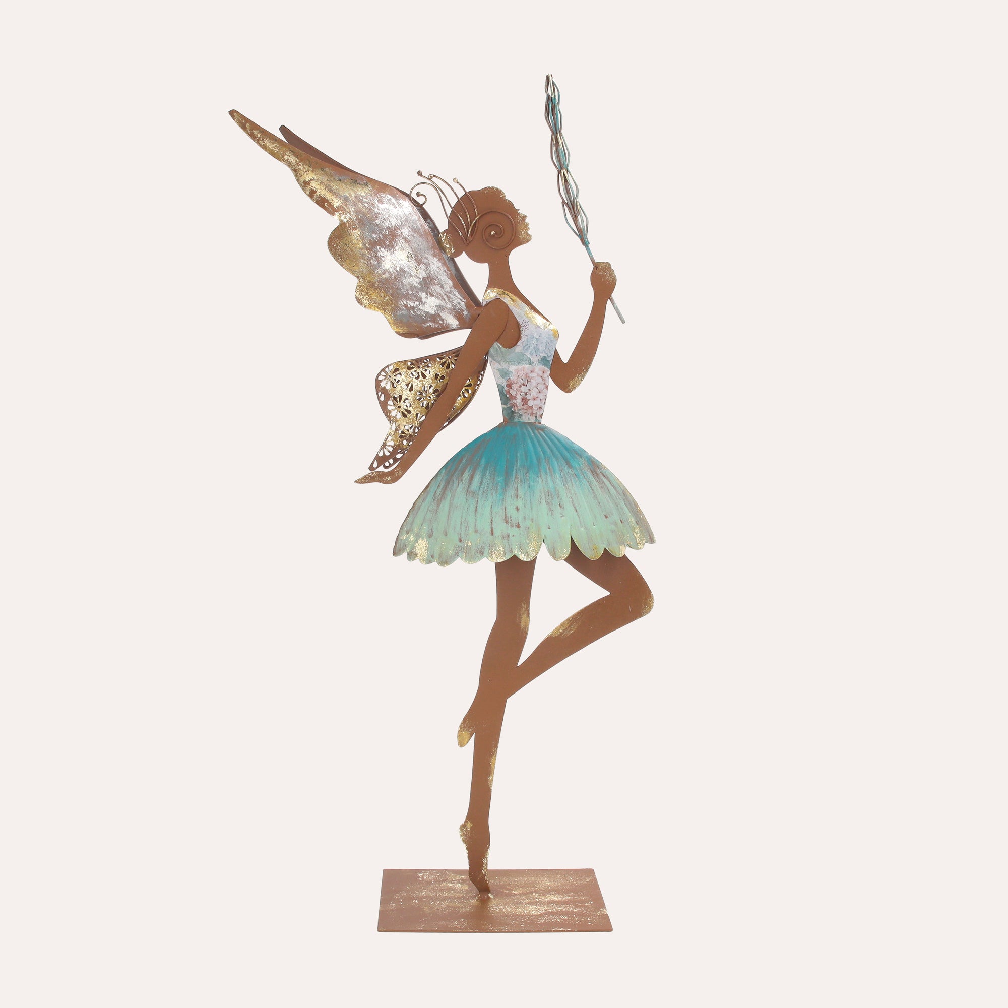 Fairy with Wand in Corten Iron, Brown and Rust (66x30x10 cm)