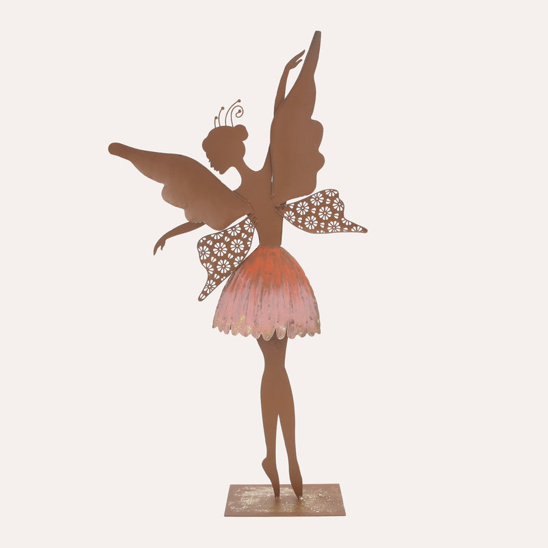 Fata Danzante Rosa in Ferro Corten Marrone Ruggine( 70x40x10 cm)