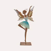 Fata Danzante Azzurra in Ferro Corten Marrone Ruggine (60x32x10 cm)