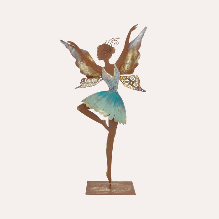 Fata Danzante Azzurra in Ferro Corten Marrone Ruggine (60x32x10 cm)