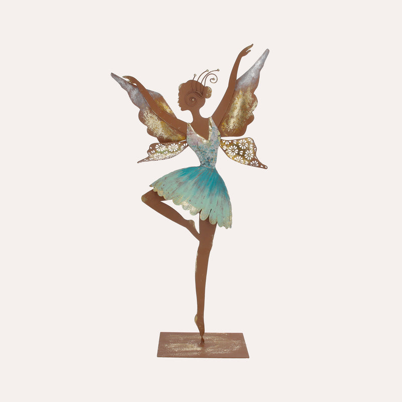 Fata Danzante Azzurra in Ferro Corten Marrone Ruggine (60x32x10 cm)