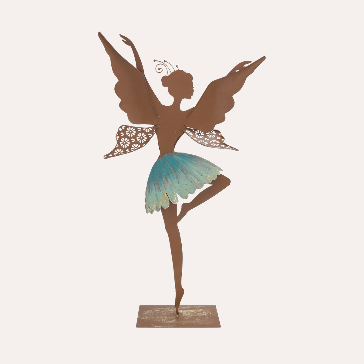 Fata Danzante Azzurra in Ferro Corten Marrone Ruggine (60x32x10 cm)