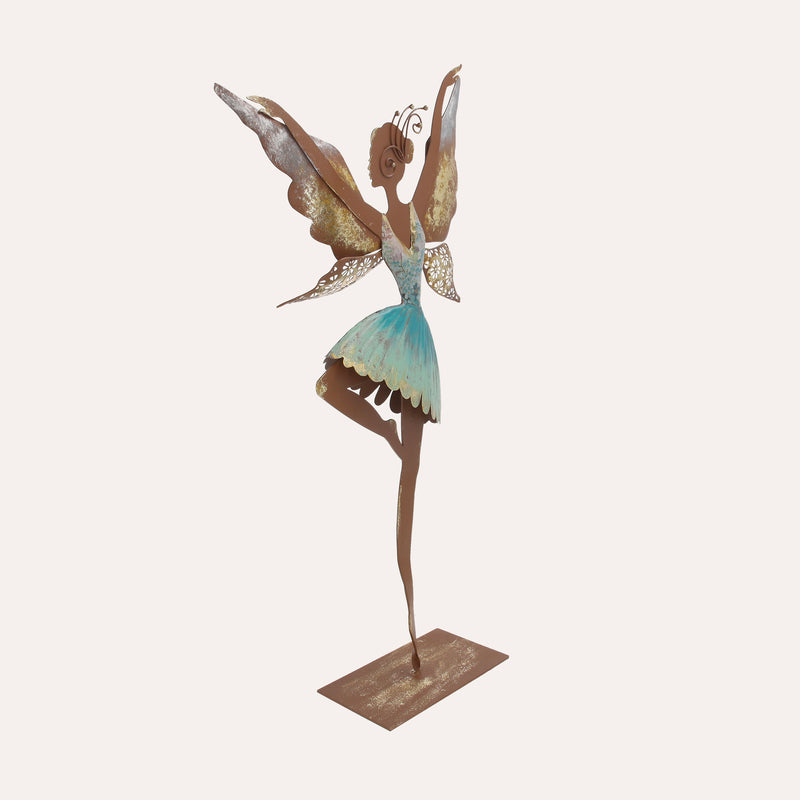 Fata Danzante Azzurra in Ferro Corten Marrone Ruggine (60x32x10 cm)