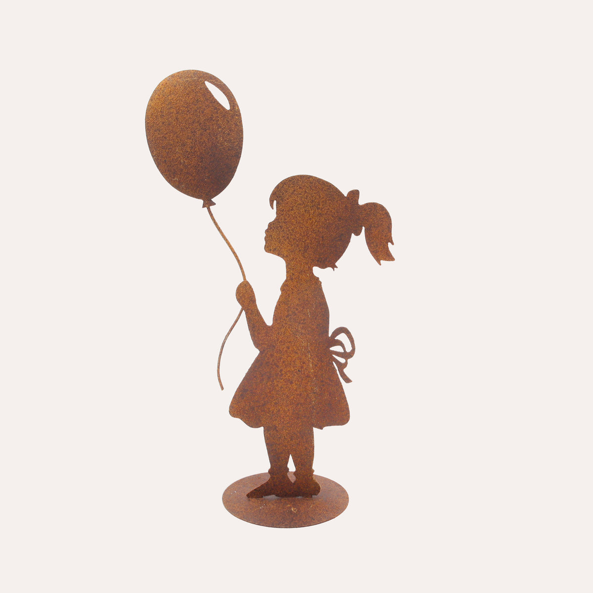 Bimba con Palloncino in Ferro Corten Marrone Ruggine (45x24x10 cm)
