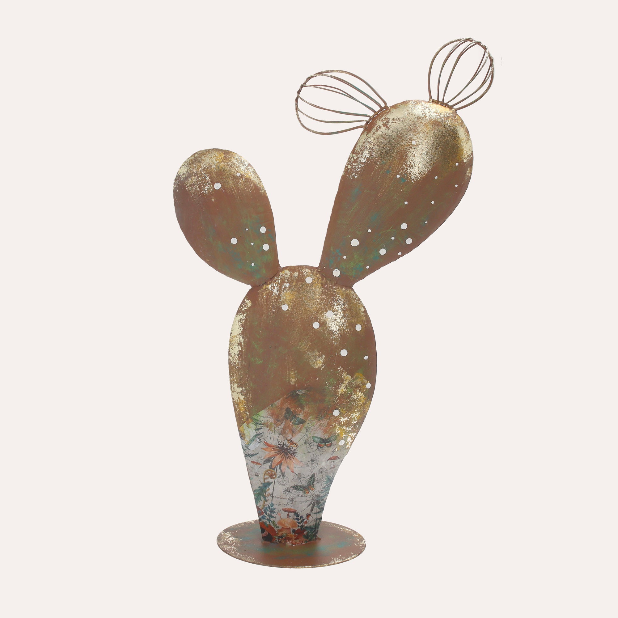 Medium Cactus in Corten Iron, Rust Brown (60x34x12 cm)